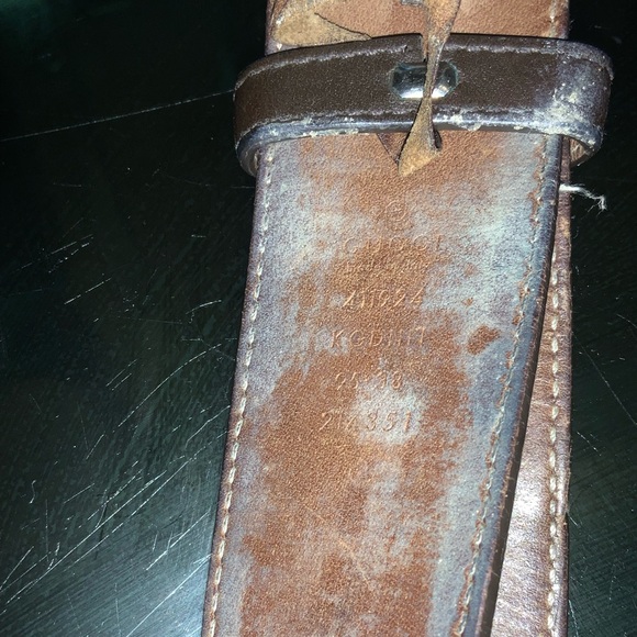 Gucci Brown Monogram Belt. Needs restoration. Selling as is. Sz. 38 - Picture 4 of 7